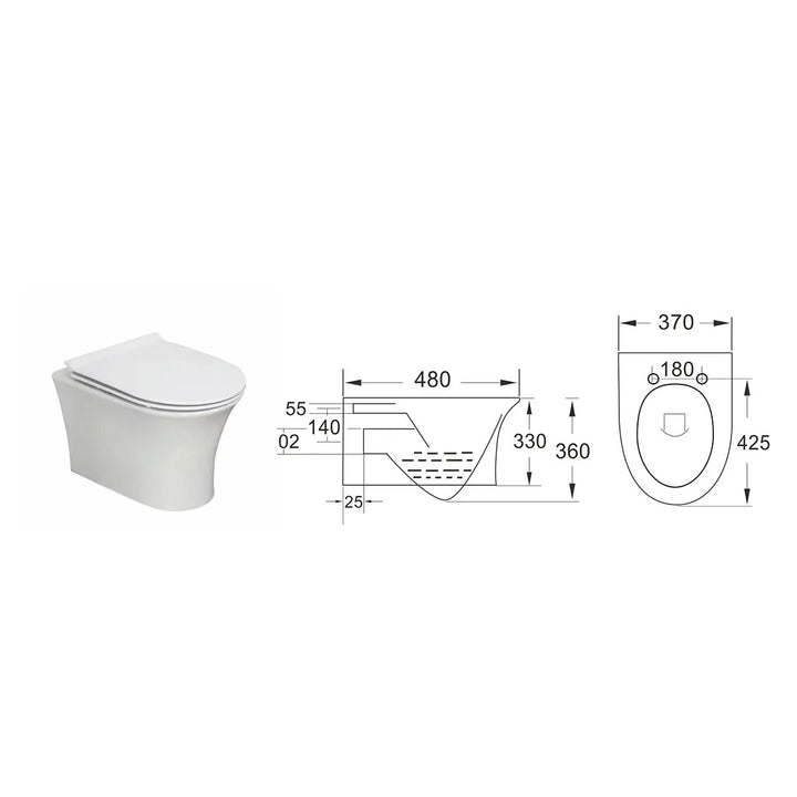 Munich Wall Hung Toilet &amp; SAN140 Wall Hung WC Frame &amp; Chrome Flush Plate