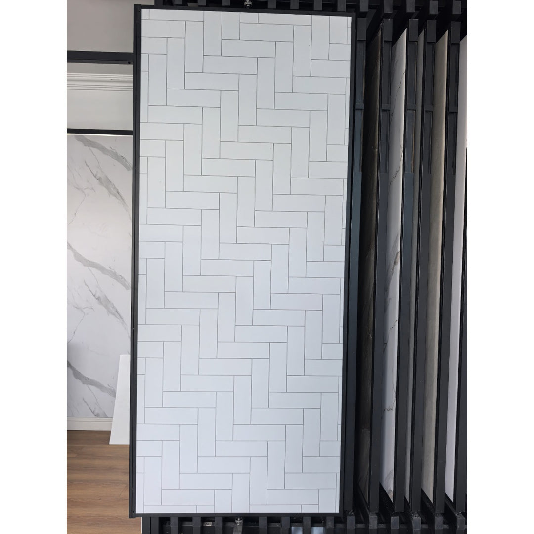 Lusso Panel Metro Vertical Herringbone White Tile 1m Twin Pack
