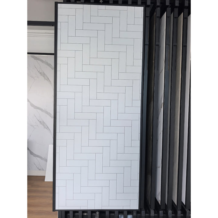 Lusso Panel Metro Vertical Herringbone White Tile 1m Twin Pack