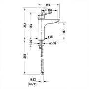 Duravit No. 1 FreshStart Basin Mixer - Technical drawing