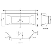 Asselby 1700 x 700mm Double Ended Bath - Technical drawing