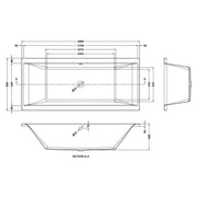 Asselby 1800 x 800mm Double Ended Bath - Technical drawing