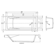 Linton 1800 x 800mm Single Ended Bath - Technical drawing