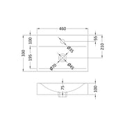 Nuie 330 x 460mm Counter Top Basin - Technical drawing