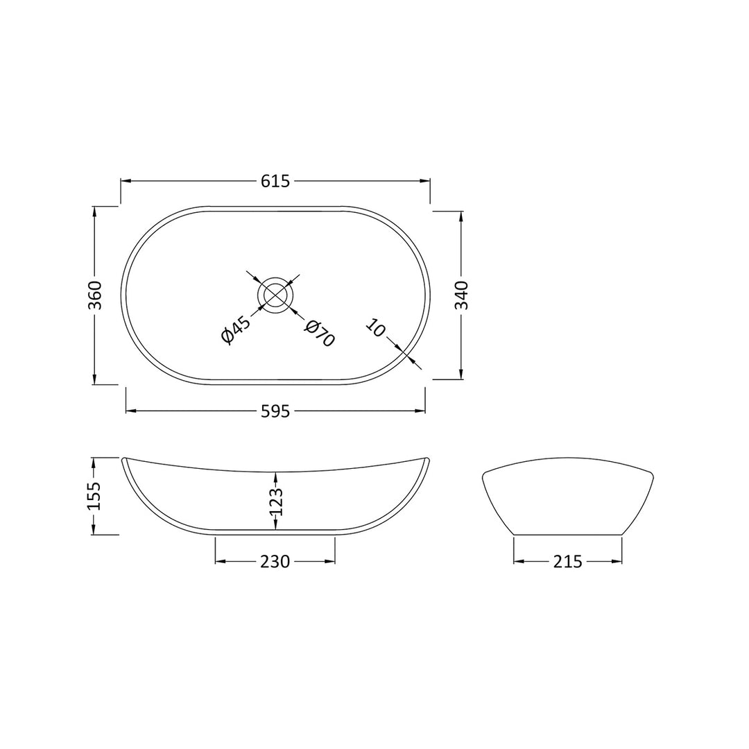 Hudson Reed 615mm Basin Vessel - White