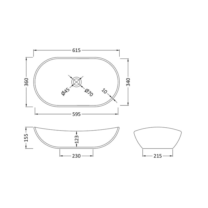 Hudson Reed 615mm Basin Vessel - White