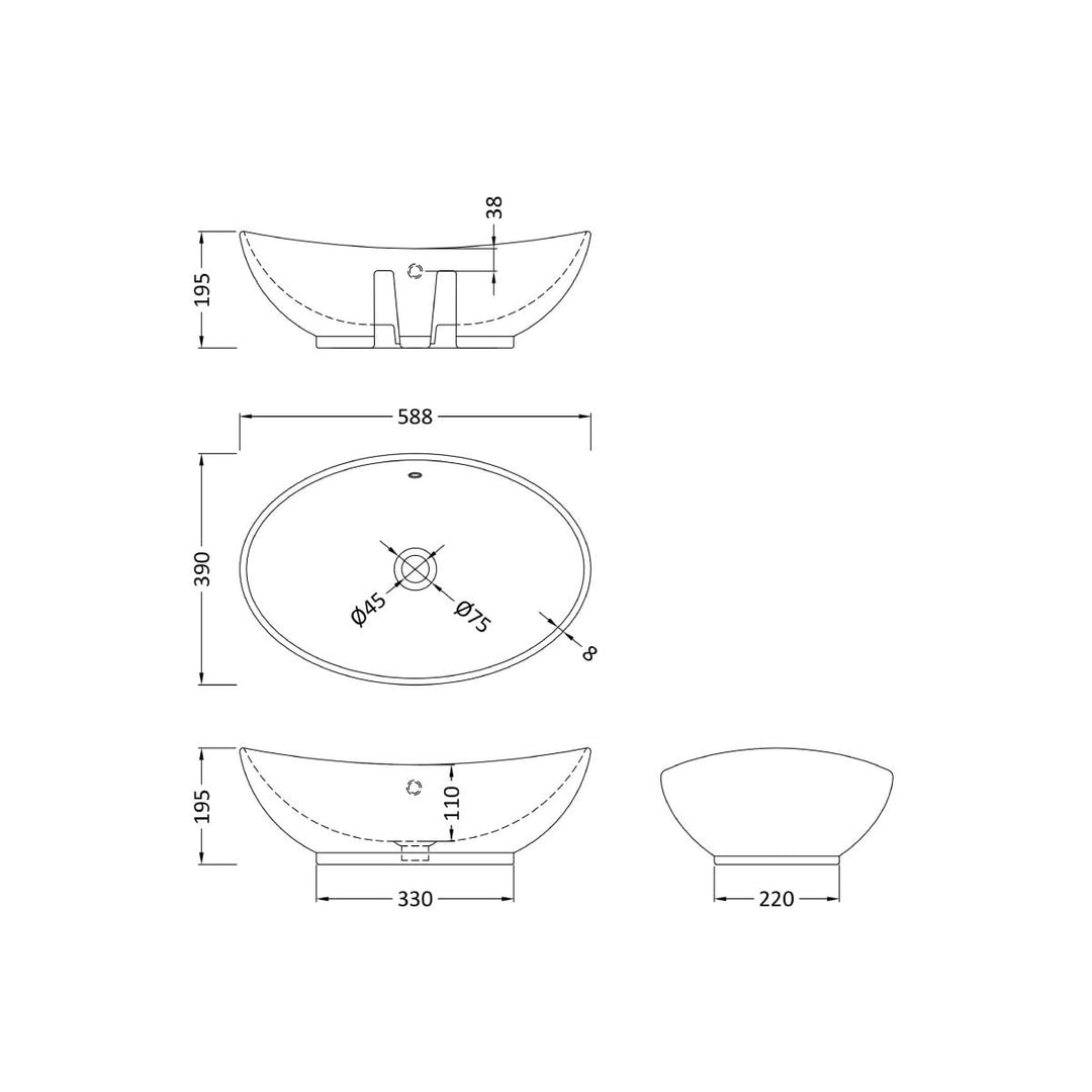 Hudson Reed 588mm Designer Counter Top Basin