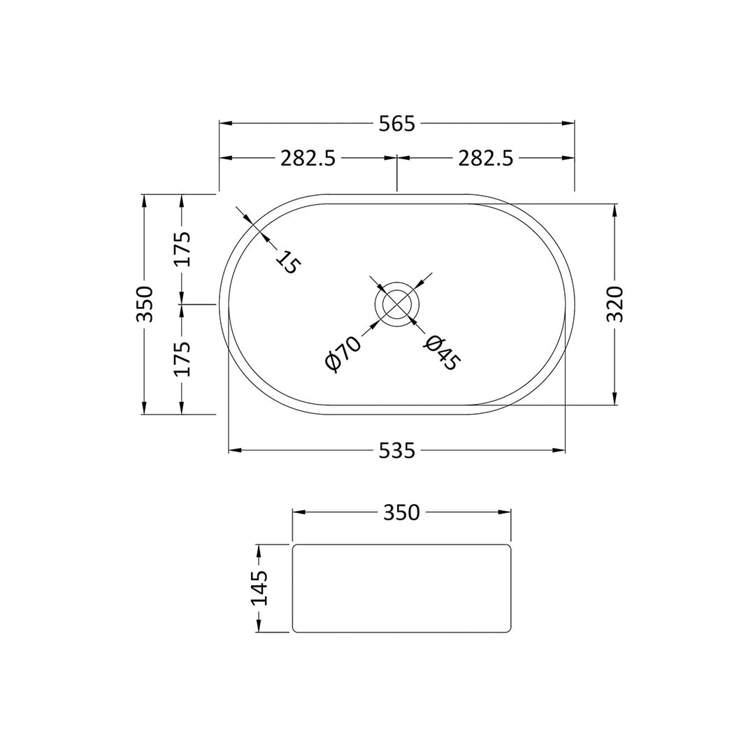 Nuie 350 x 565mm Oval Counter Top Basin