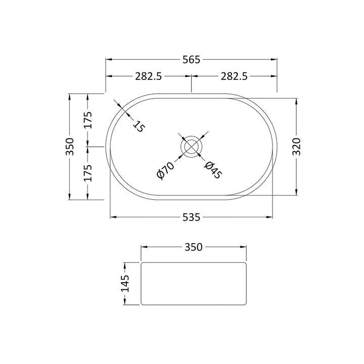 Nuie 350 x 565mm Oval Counter Top Basin