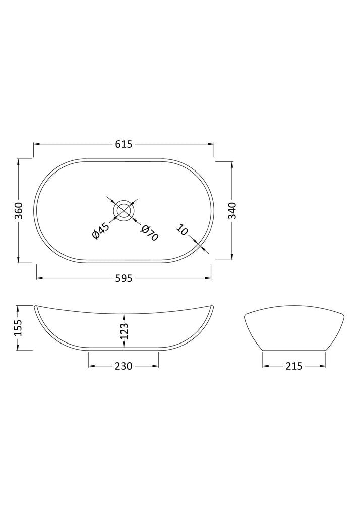 Hudson Reed Round Vessel - Matt White 155x615x360mm