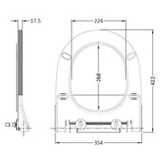 Nuie Round Sandwich Short D Shaped Toilet Seat - Technical drawing