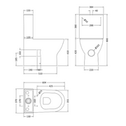 Nuie Freya with Luca Mirror and Vanity Unit Bundle - Technical drawing