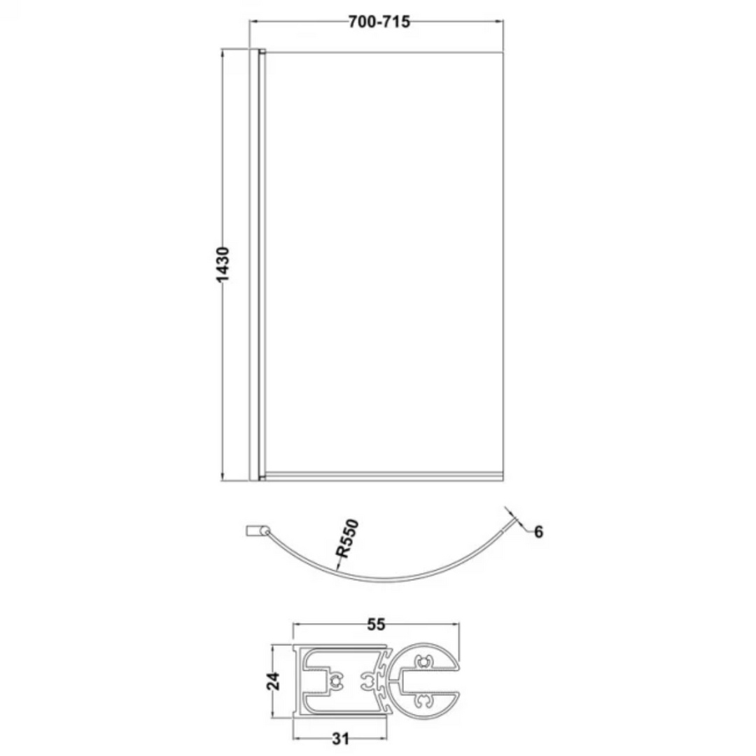 Viktor Benson 1500mm Right Hand P Shape Shower Bath with Panel and Screen Deal