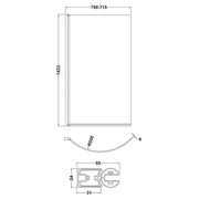 Nuie Curved Bath Screen - Black - Technical drawing