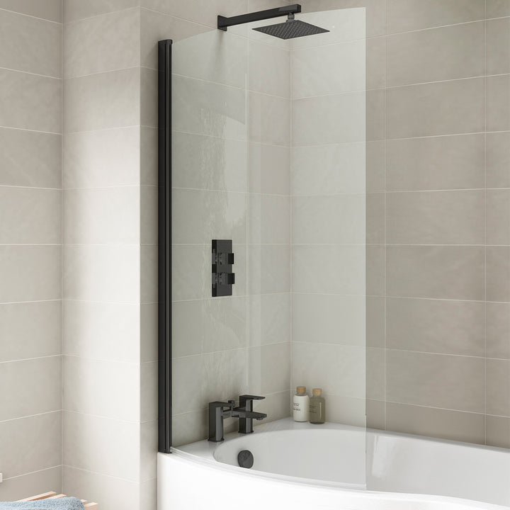 Nuie Curved Bath Screen - Black