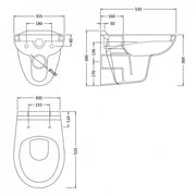 Melbourne Wall Hung Toilet Pack - Technical drawing