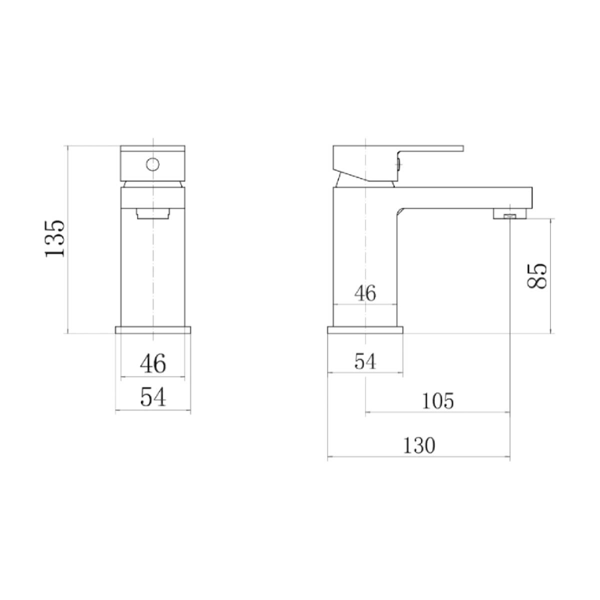 Eliseo Ricci Neo Basin Mixer - Technical drawing