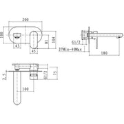 Eliseo Ricci Neo Wall Mounted Basin Mixer - Technical drawing