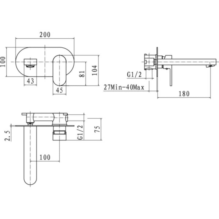 Eliseo Ricci Neo Wall Mounted Basin Mixer