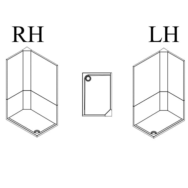 Neptune 1200 x 900mm Porcelain White Rectangle Leak Free Shower Pod - Right Hand - Technical drawing