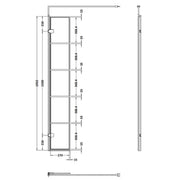 Hudson Reed 300mm Wetroom Swing Screen - Matt Black WRSF030H - Technical drawing