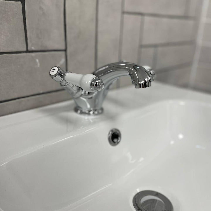 Eliseo Ricci Newbury Basin Mixer - White Handles