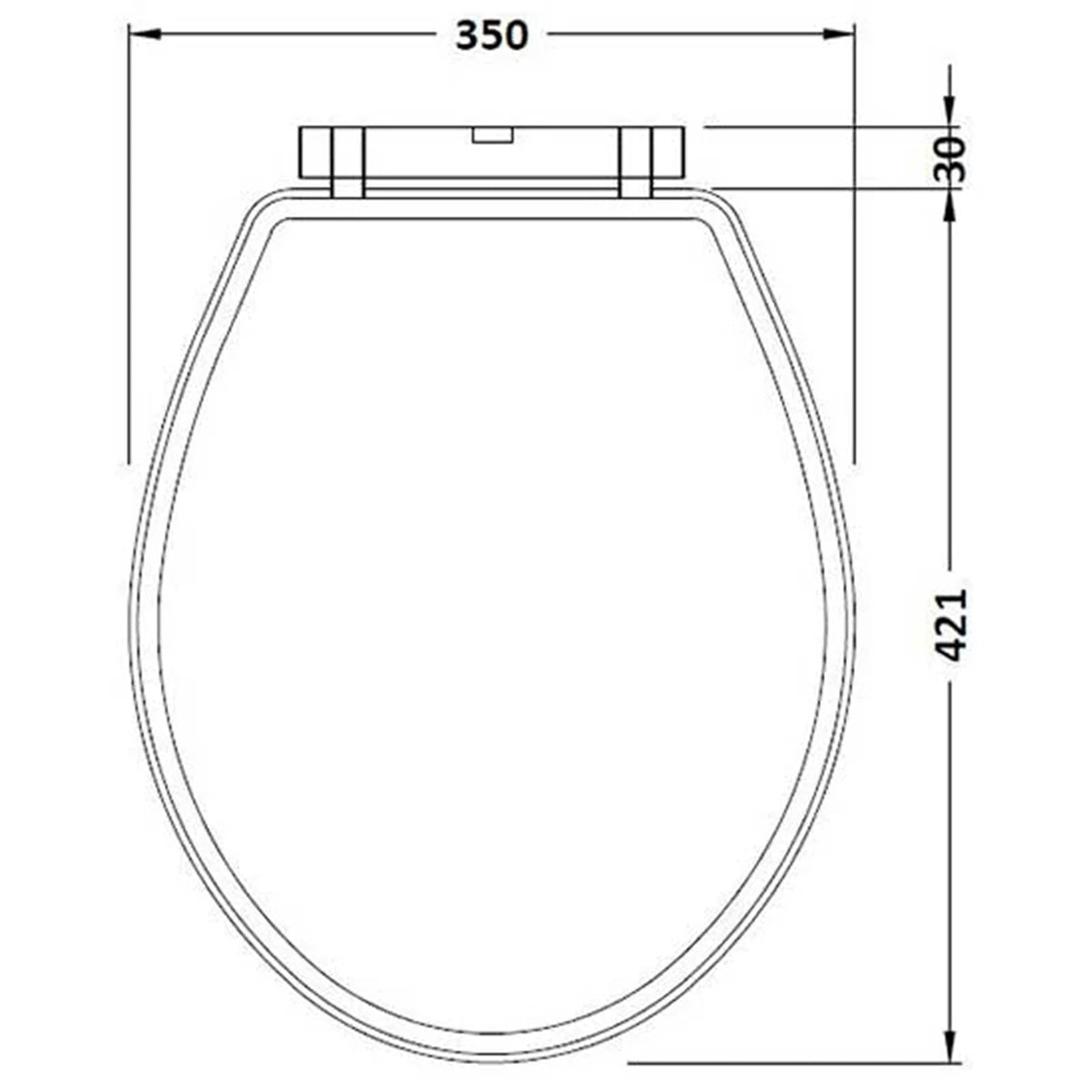 Premier Replacement Carlton Wooden Soft Close Toilet Seat & Cover - Natural Walnut - Technical drawing