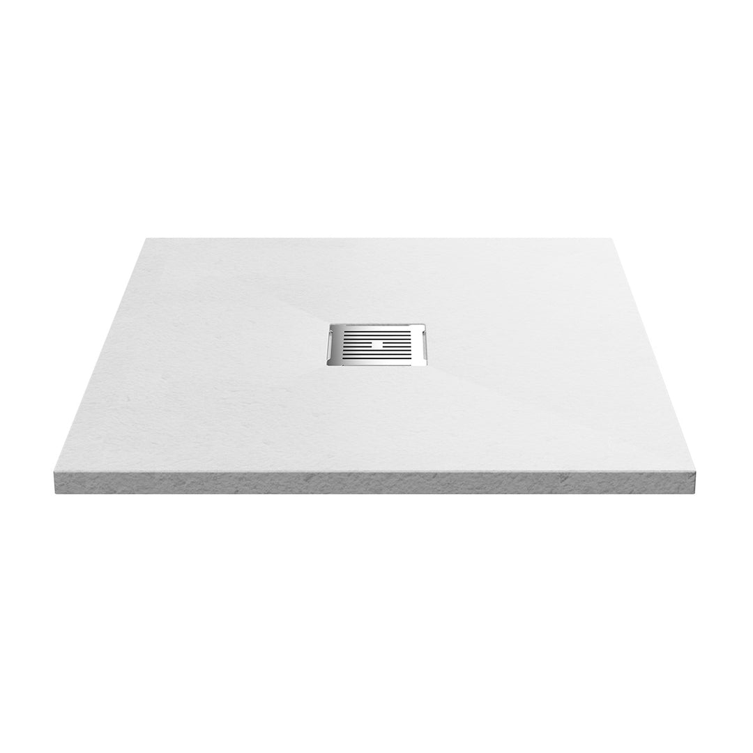 Nuie Pearlstone 900 x 900mm Slate Square Shower Tray - White