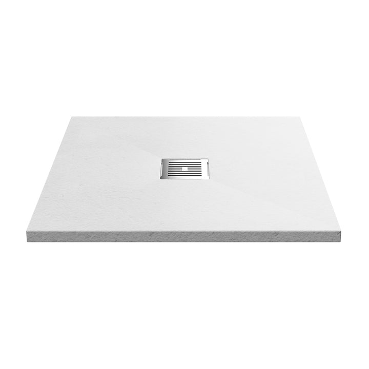 Nuie Pearlstone 900 x 900mm Slate Square Shower Tray - White