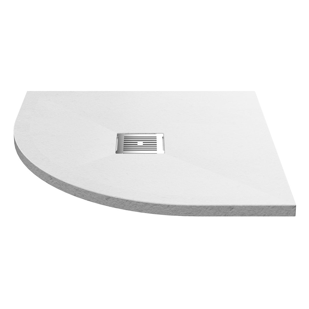 Nuie Pearlstone 900mm Slate Quadrant Shower Tray - White