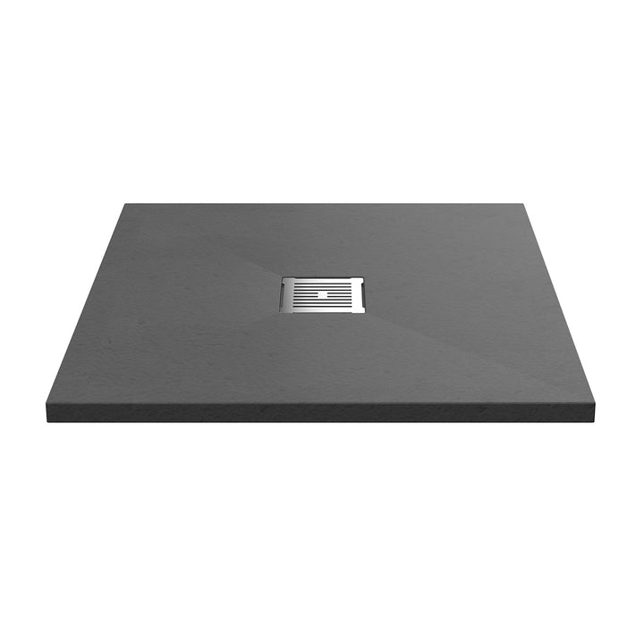 Nuie Pearlstone 800 x 800mm Slate Square Shower Tray - Grey