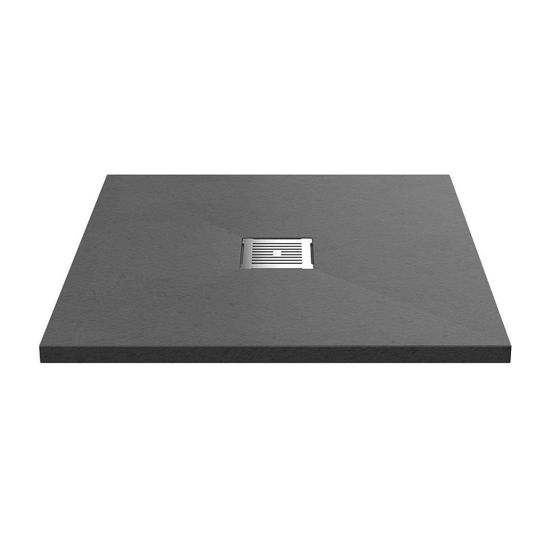 Nuie Pearlstone 800 x 800mm Slate Square Shower Tray - Grey