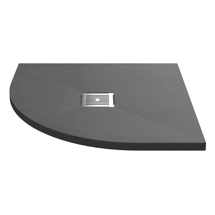 Nuie Pearlstone 800mm Slate Quadrant Shower Tray - Grey