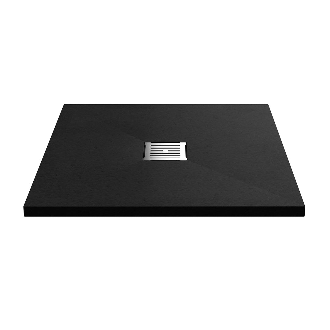 Nuie Pearlstone 900 x 900mm Slate Square Shower Tray - Black