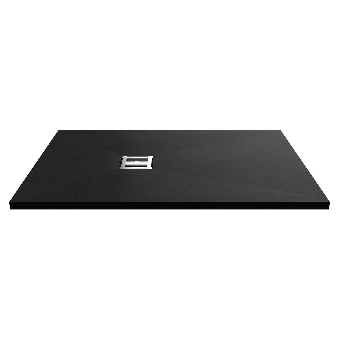 Nuie Pearlstone 1200 x 800mm Slate Rectangular Shower Tray - Black
