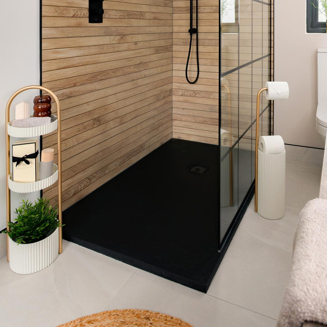 Nuie Pearlstone 1200 x 900mm Slate Rectangular Shower Tray - Black