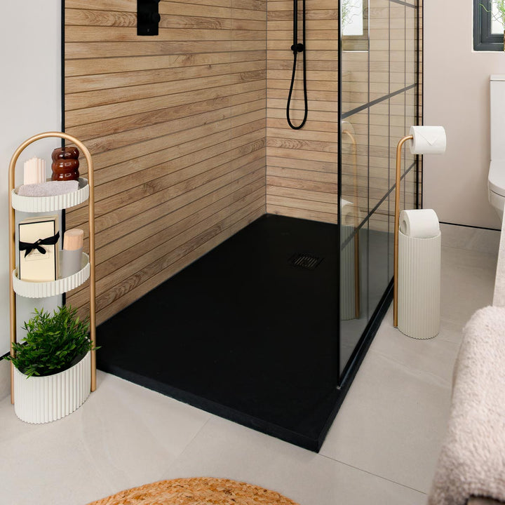 Nuie Pearlstone 1200 x 900mm Slate Rectangular Shower Tray - Black