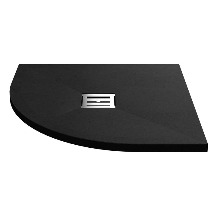 Nuie Pearlstone 900mm Slate Quadrant Shower Tray - Black