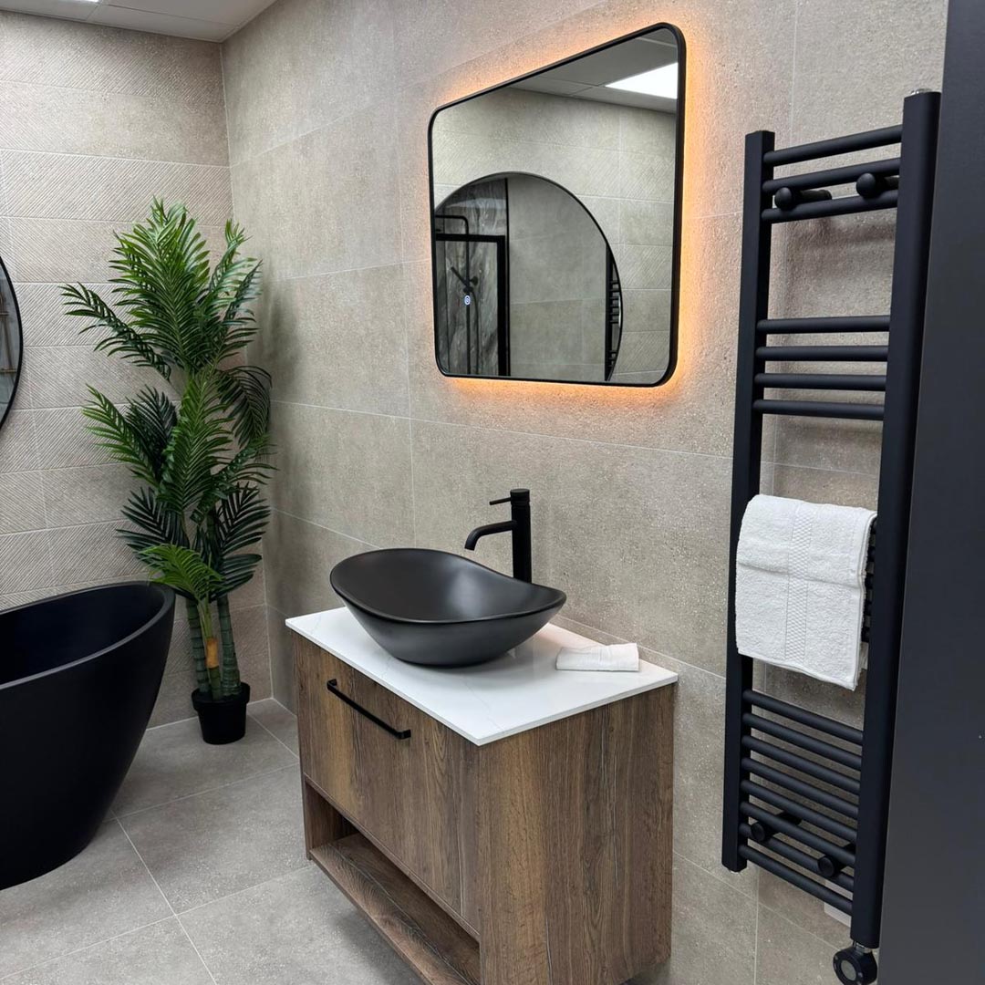 Noir 700mm x 500mm Black Frame Mirror with Colour Change