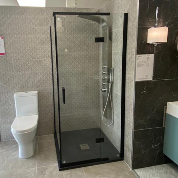 Noir Black Frameless 1400mm Corner Hinge Shower Door