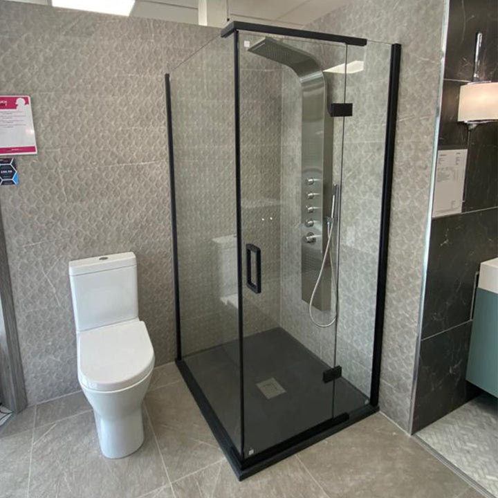 Noir Black Frameless 1400mm Corner Hinge Shower Door