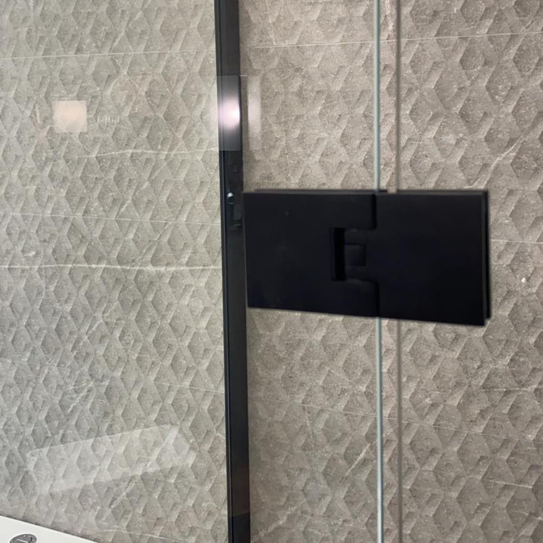 Noir Black Frameless 1400mm Recess Hinge Shower Door
