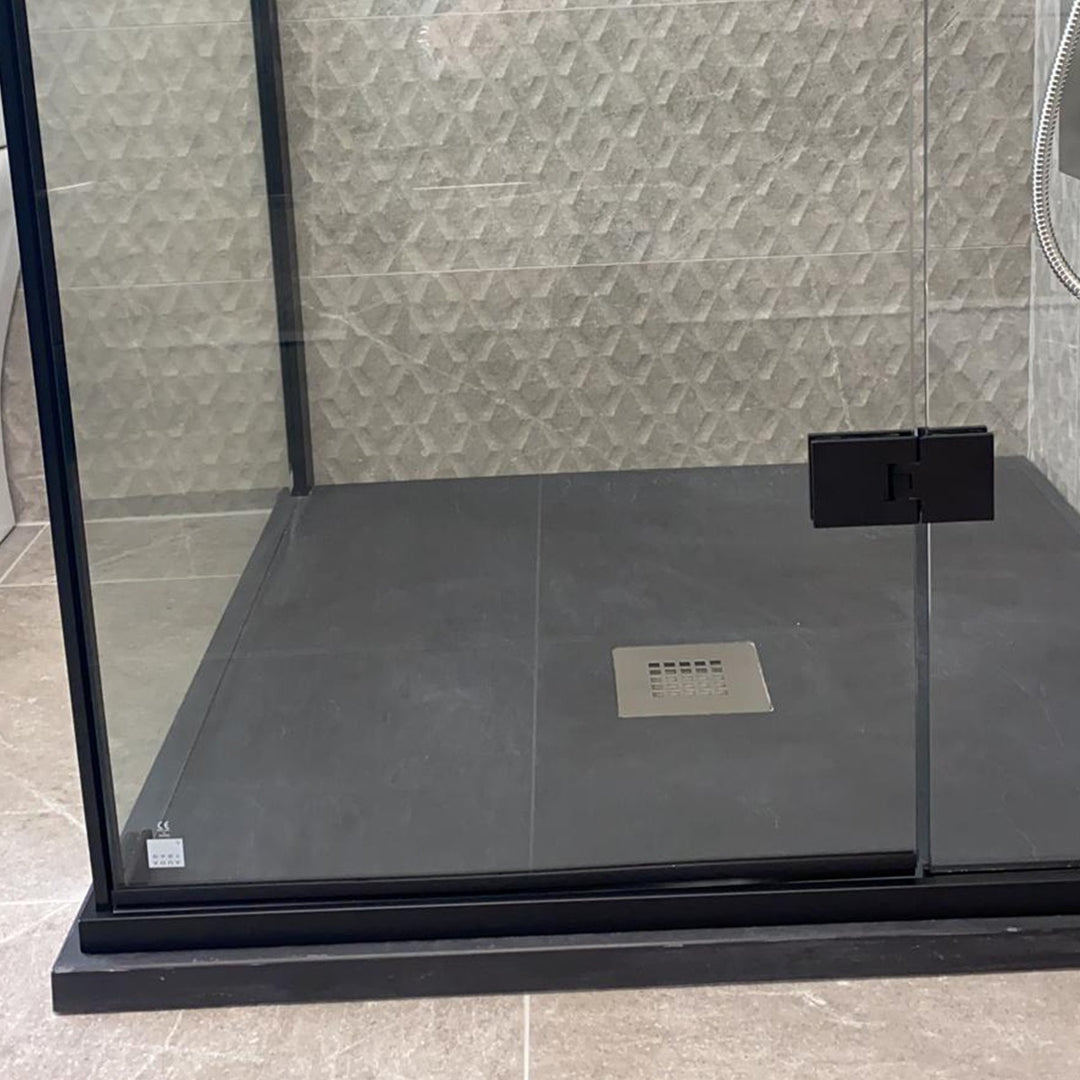 Noir Black Frameless 1400mm Recess Hinge Shower Door