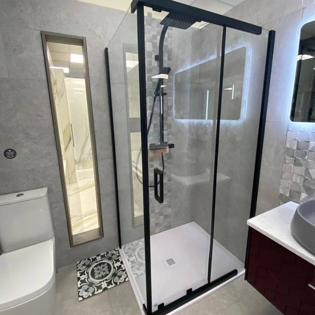 Noir Black Frameless 1200mm Sliding Shower Door