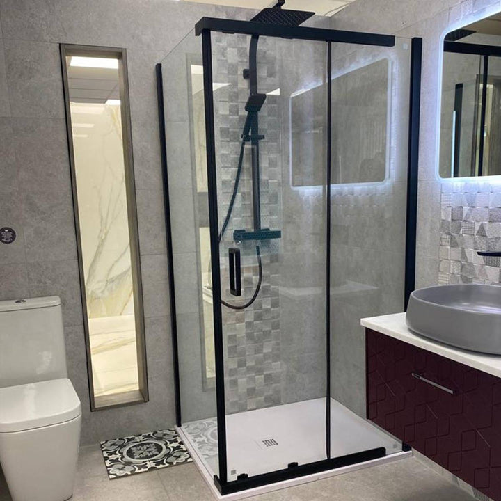 Noir Black Frameless 1200mm Sliding Shower Door