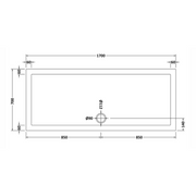 Nuie Slip Resistant Rectangular Tray 1700x700x40mm - Technical drawing