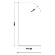Noir Curved Bath Screen - Technical drawing