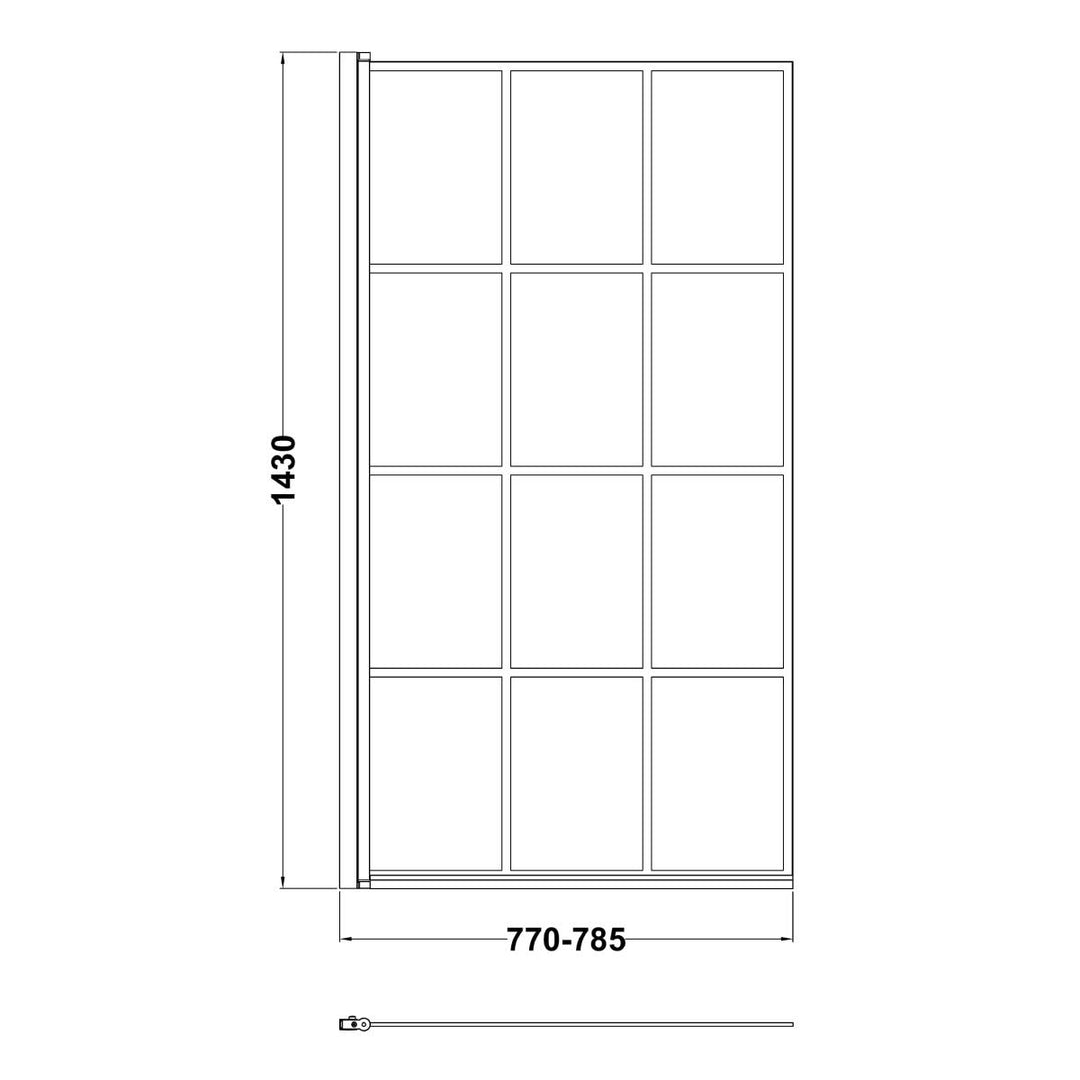Nuie Square Framed Bath Screen - Black
