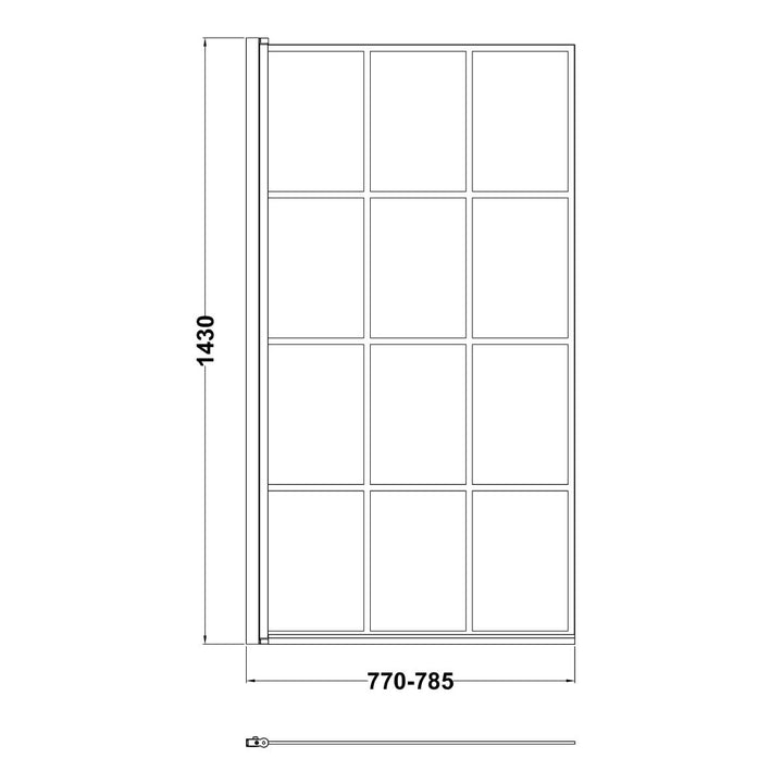 Nuie Square Framed Bath Screen - Black