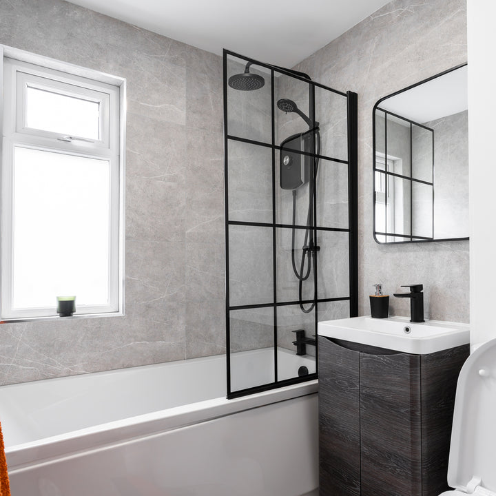 Nuie Square Framed Bath Screen - Black